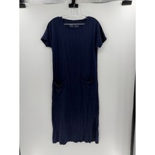 Pact Women's Midi-Maxi Short Sleeve Dress with pockets - Navy - Small