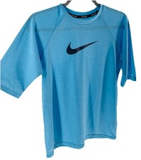 NIKE Swim Boy  s XL Blue Dri-Fit UPF 40 Rash Guard Half Sleeve Swim Shirt