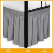 Silky Easy Fit Adjustable Bed Skirt Queen Silver Grey 18" Drop Wrinkle Resistant