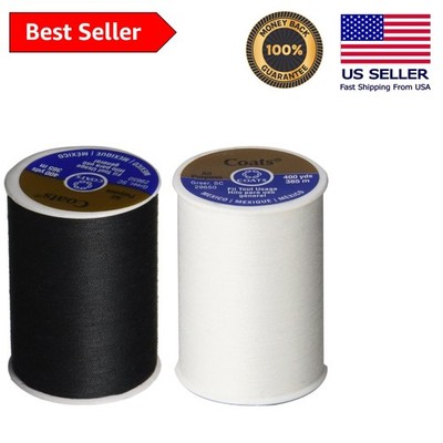 Strong Dual Duty All-Purpose Thread Set - 400 Yards Each of Black & White