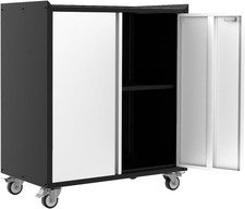 Garage Storage Cabinet Metal Tool Cabinet Adjustable Shelf with Wheels and Lock