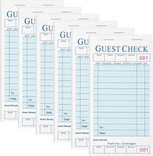 6 Pack Light Blue Server Books, Server Note Pads, Guest Check Books for Servers,