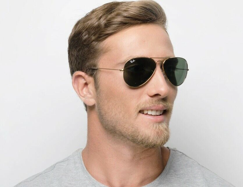 Ray-Ban RB3025 Aviator Gold Sunglasses for Men-image