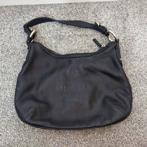 PRADA Shoulder Hobo Bag Black Leather