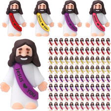 100 Pcs Little Jesus Figures Jesus Loves You Original Design Rubber Pocket Toys