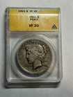 1921 Peace Silver Dollar ANACS VF20 High Relief Key Date