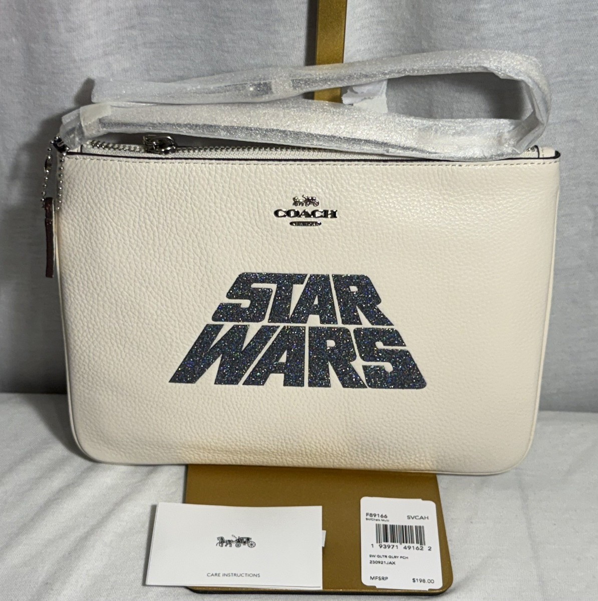 NEW NWT Coach x Star Wars Glitter Gallery Wristlet Pouch Purse