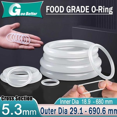 Food Grade O-Ring 5.3mm Cross Section Clear Silicone Rubber O Rings 18- 680mm ID