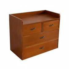 Retro Wooden Desk Organizer Vintage Design 3-Drawer Storage Chest for Desktop