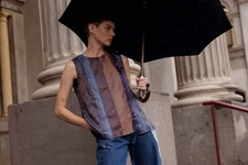 M.A Dainty contrast panelled sleeveless satin blouse size UK8