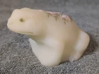 Rare Vintage Fenton Uranium Glass Frog Satin Light Green  Pink Sparkle Flowers