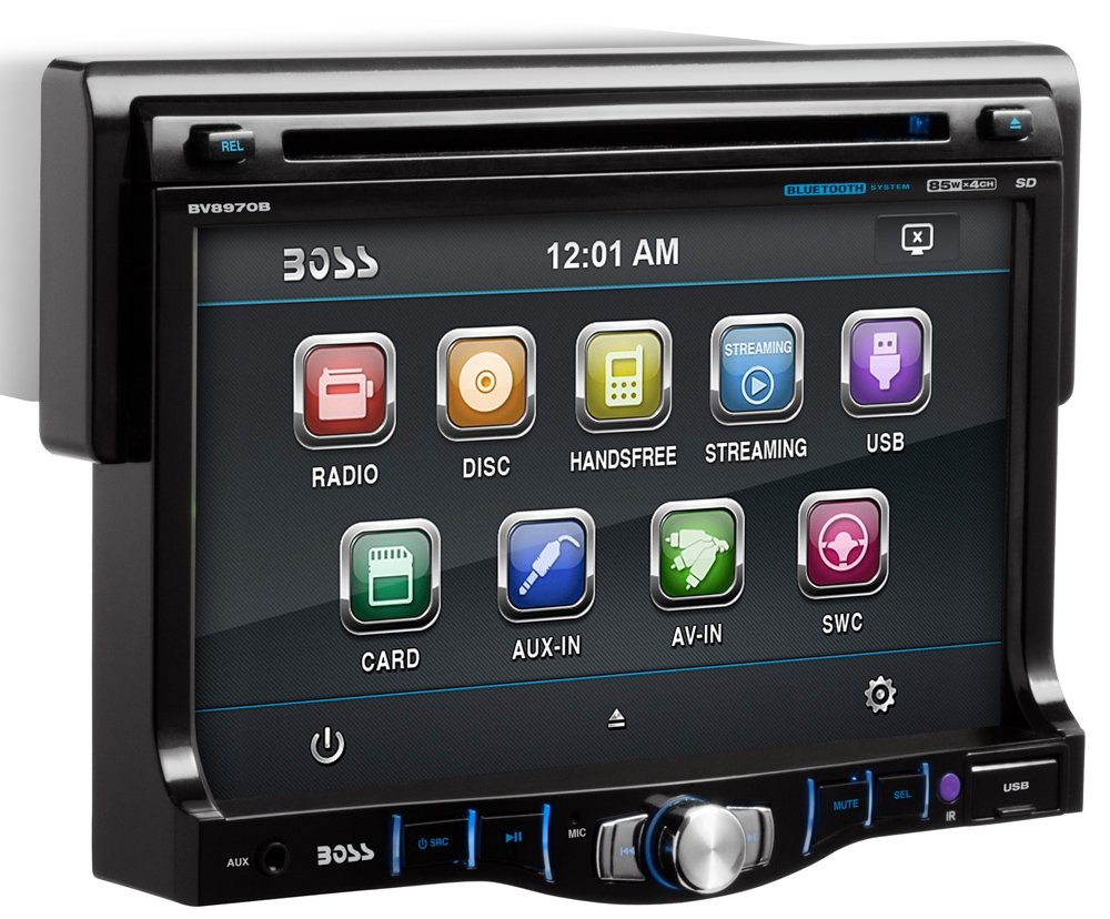 Boss Audio BV8968 In-Dash Single-DIN7 Touchscreen Monitor Front Panel DVD Player