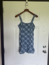 Shein blue plaid baby doll mini dress - XS (seam issue)