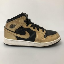 Jordan Air Jordan 1 Mid SE Shoes Youth Size 7Y Gold Black Basketball DR6967-071