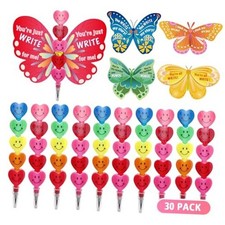 30 Pack Valentines Day Gifts Cards for Kids Classroom with Stacking Heart
