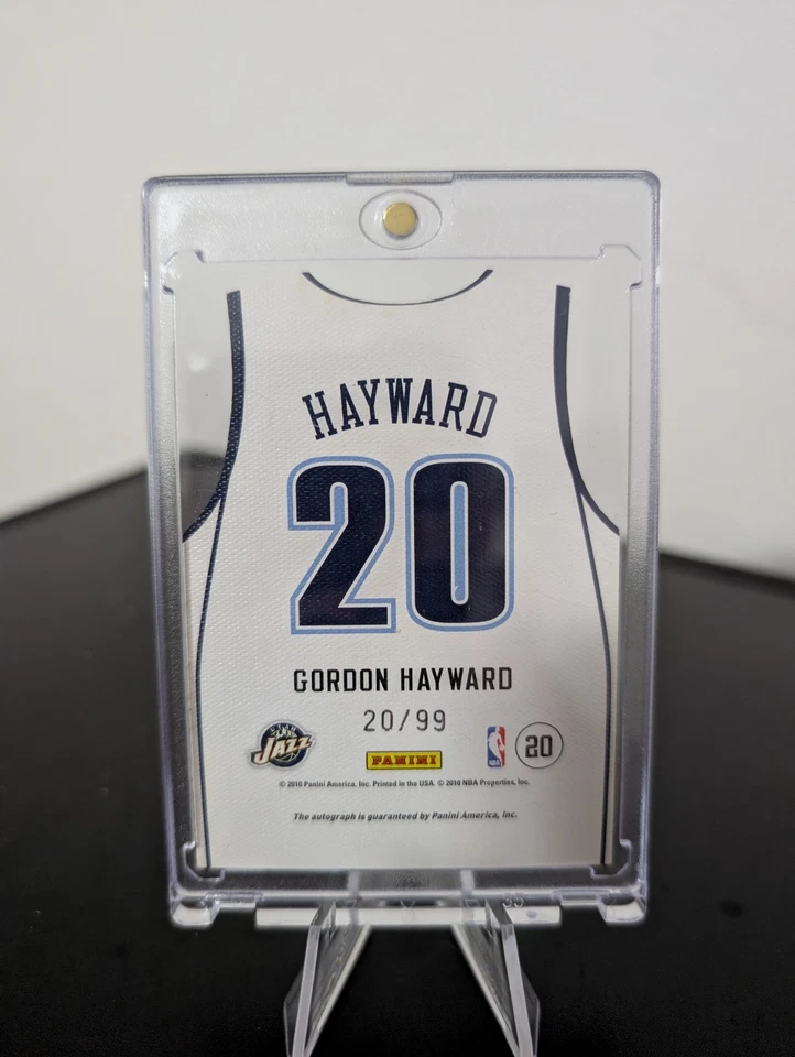 Jersey troquelado Gordon Hayward 2010 11 hilos en tarjeta automático novato RC #20/99 1/1 Foto 2 de 2