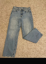 H&M Damen Jeans Blau Gerades Bein helle Wasch...