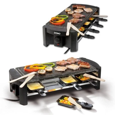 DOMO STEINGRILL RACLETTE SET elektrische Stein Grill Platte Tischgrill 1-8 Personen