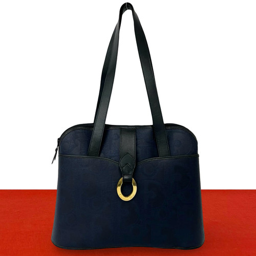 Dior Trotter Tote Leather / PVC Navy / Black Unisex Bag #TVB3571