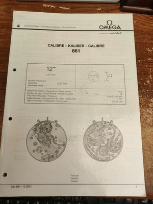 OMEGA SPEEDMASTER Cal. 861 Movement Parts - List for Parts