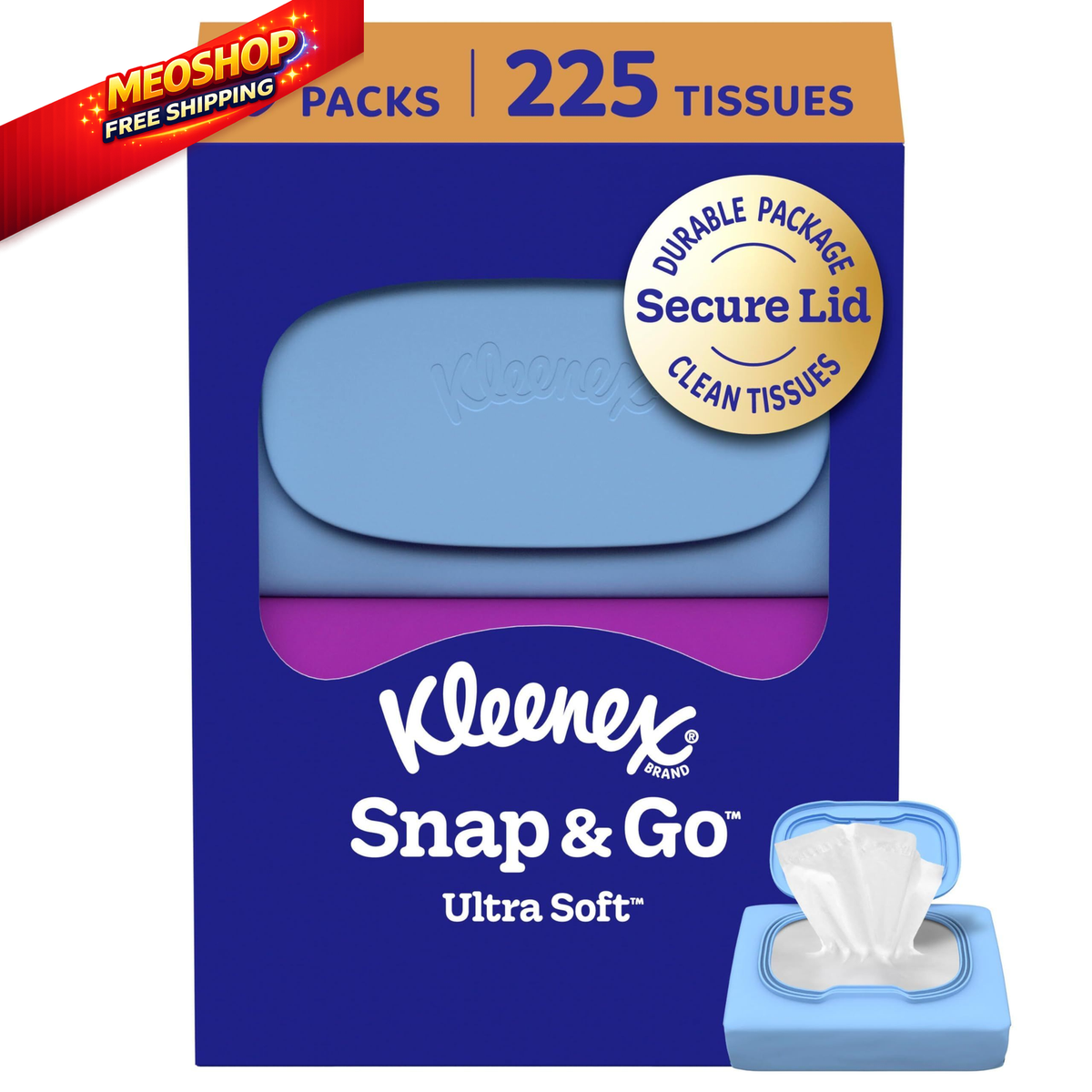Kleenex Snap & Go Ultra Soft Facial Tissues, 9 Pack (25 Tissue