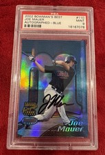 Joe Mauer 2002 Rookie Bowmans Best Blue Auto PSA 9