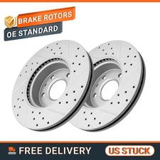 Front Drilled Slotted Disc Brake Rotors for 2013-2024 Cadillac ATS CT4