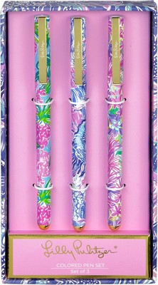 Lilly Pulitzer Colored Pen Set 3 Count (Pack of 1), Shade Seekers (Assorted) 