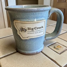 SUNSET HILL STONEWARE STUDIO POTTERY MUG BIG CREEK COFFEE ROASTERS BITTERROOT MT