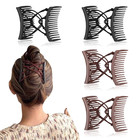 4 Pieces Stretchy Double Hair Clips: Adjustable Elastic Combs for Thick, Curly H
