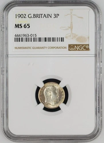 1902 Great Britain Silver Three Pence Mint State NGC MS 65