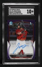 2023 Bowman Chrome Prospect Purple Refractor Junior Franco SGC 10 GEM Auto 2g6