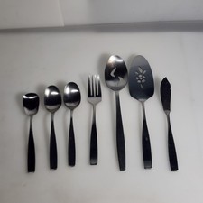 Barclay Geneve Plain Stainless Satin Flatware Japan Lot Of 7 Server Slotted