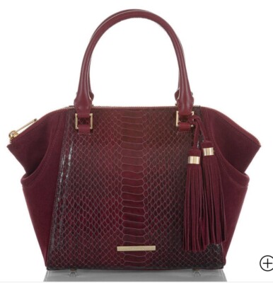 NWT BRAHMIN MINI CAMILA CRANBERRY ROSEHIP TRI-TEXTURE SATCHEL CROSSBODY BAG 