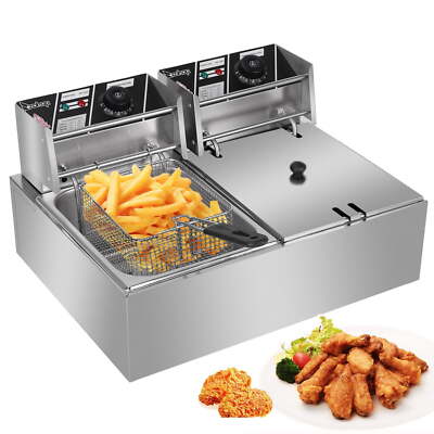 Freidora Eléctrica De Aceite 12 Litros Grande Con Tapa Para Papa Fritas Pollos