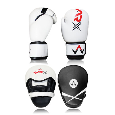 WARX Boxhandschuhe und Focus Pads Set Hook & Jabs Handschuhe Punch Gym Training MMA