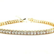 Yellow gold finish created diamond princess cut Tennis bracelet Gift Boxed