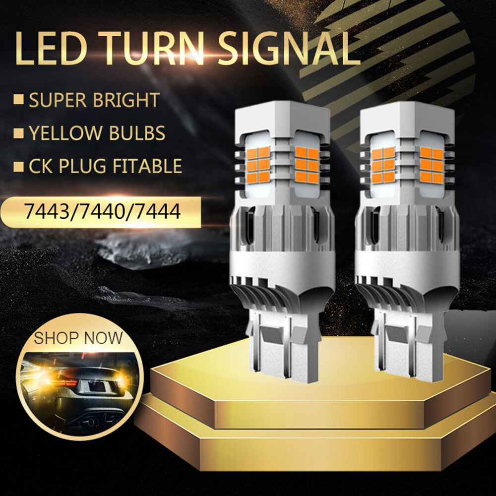 LED Turn Signal Lights Rear 7440 7440A 7441 Amber 3000k Canbus Bulbs Plug & Play