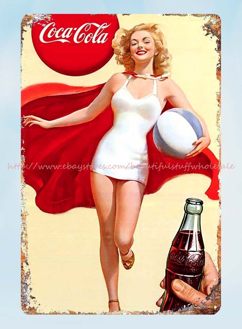 Vintage 1948 South African soda pop pin-up girl advertising poster