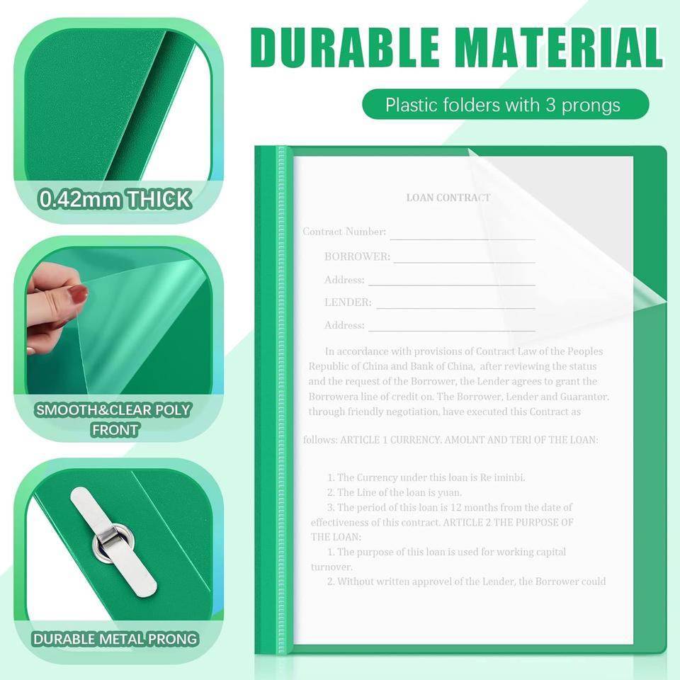 48 Pcs Clear Front Report Covers with Prongs Plastic Presentation Folders 3 Pron eBay