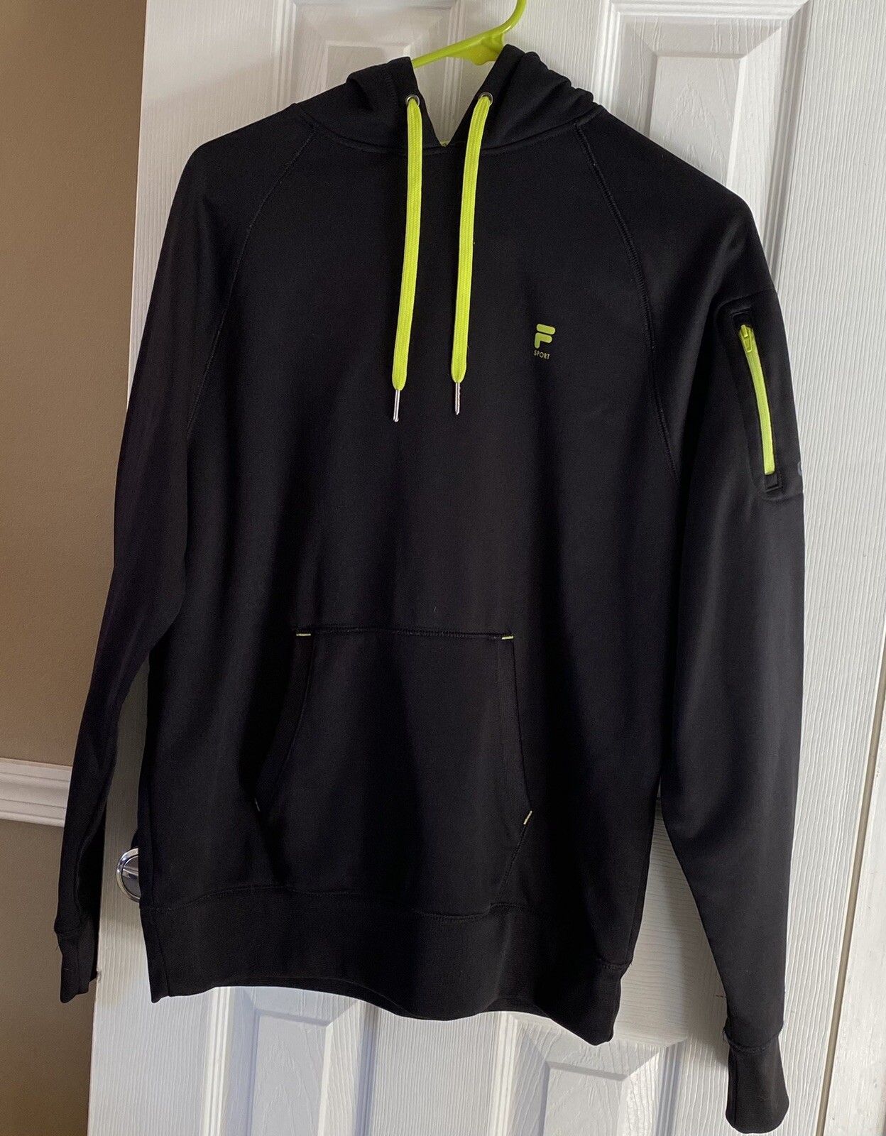 FILA YL 18 20 Felpa Maglione Maglione Uomo Small Nero Giallo Neon Poliestere