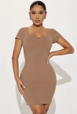 Fashion Nova Adriana Shapewear Mini Dress - Mocha Size L