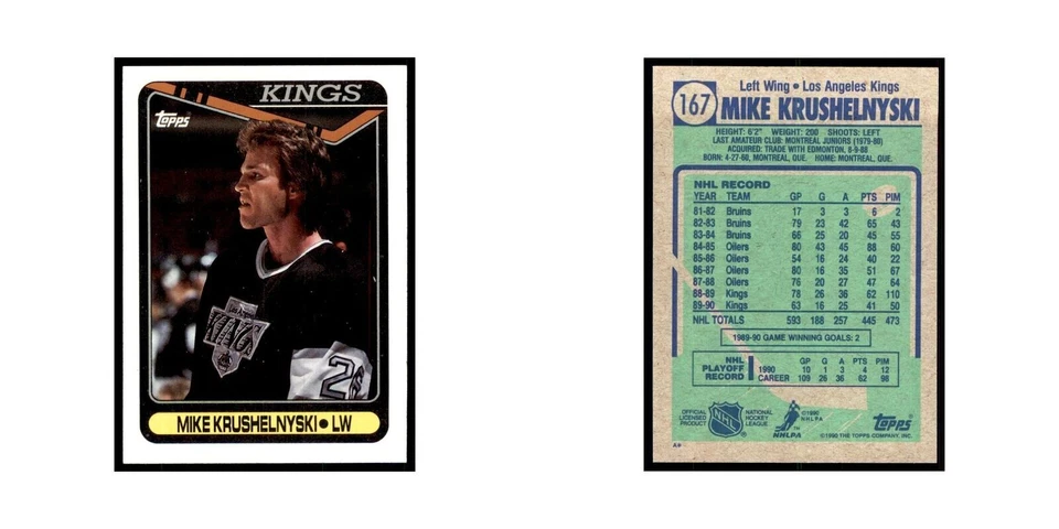 1990 Topps Mike Krushelnyski Hockey Cards #167 - Image 3 of 3