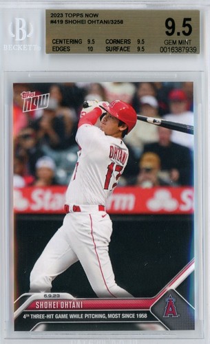 2023 TOPPS NOW MLB #419 SHOHEI OHTANI - 4TH 3-HIT GAME! - BGS TRUE GEM 9.5 w/ 10