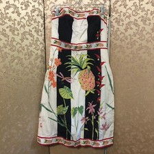 J. Crew Black White Multi-Color Pineapple Floral Tropical Dress Size 12