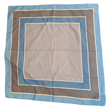 Vintage Blue Geometric 100 Polyester Scarf Made in Italy 26 Inch