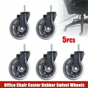 5x Office Chair Caster Rubber Swivel Wheels Replacement Heavy Duty 3 Inch