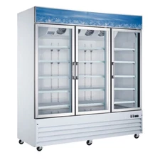 Omcan USA 50052 78" 3-Section Merchandiser Refrigerator w/ Glass Door, in Whi...