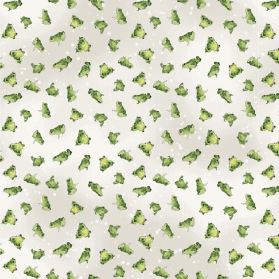 Toil & Trouble GREEN Frogs Y4163-11 Light Khaki Halloween fabric BTHY