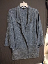 Louis Labatto Open Trench Coat Jacket Long Duster Cardigan Womens 40